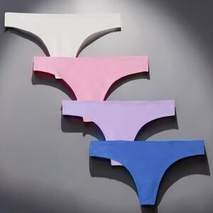 NWT Women's Plus Size Seamless Thong Panties Multi-Color 4 Pack Size  XXL